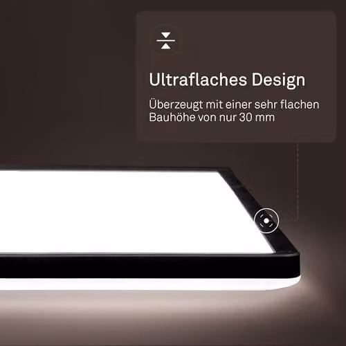 B.K.Licht Black LED Slim Panel Ceiling Light, 16W, 1900lm, 4000K Neutral White, IP44 Splash-Proof, W/D/H: 24 x 24 x 3 cm – 5