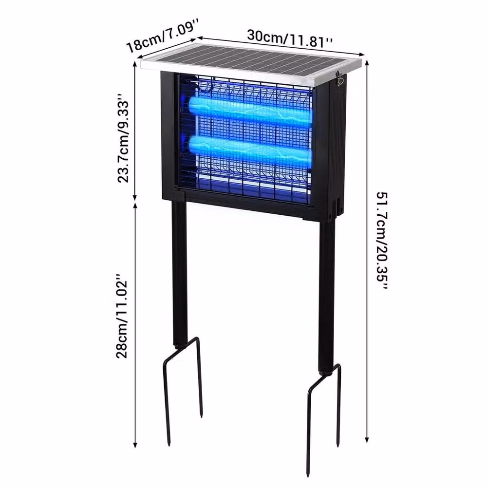 FLAVORA Portable Solar Bug Zapper for Outdoor Mosquito Control, Black, W: 100 cm, D: 100 cm, H: 51.7 cm – 2