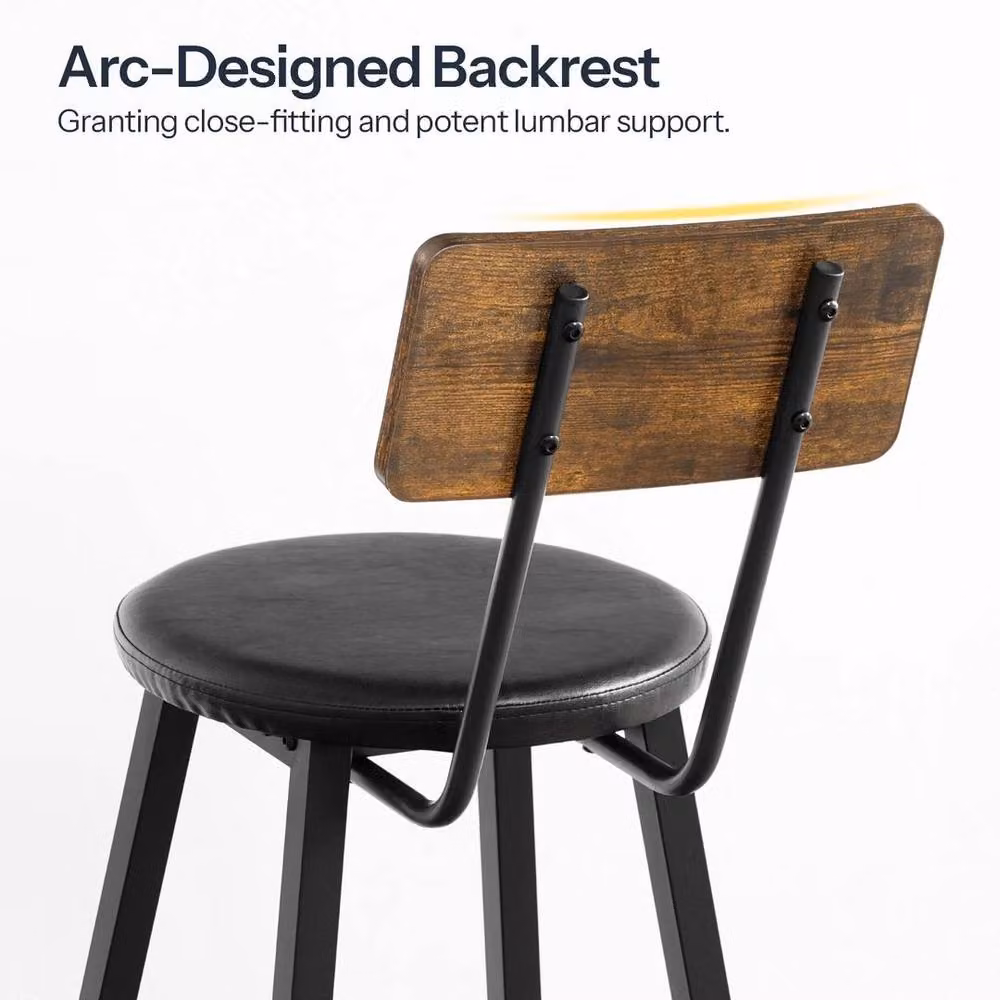 FORGEVIO Set of 2 Modern Black PU Upholstered Bar Stools with Metal Frame – 5