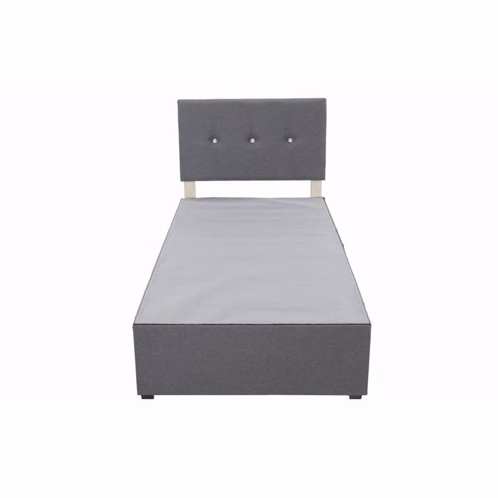 FORGEVIO Modern Upholstered Single Bedframe in Grey Fabric, W/D/H: 90 x 190 cm – 3