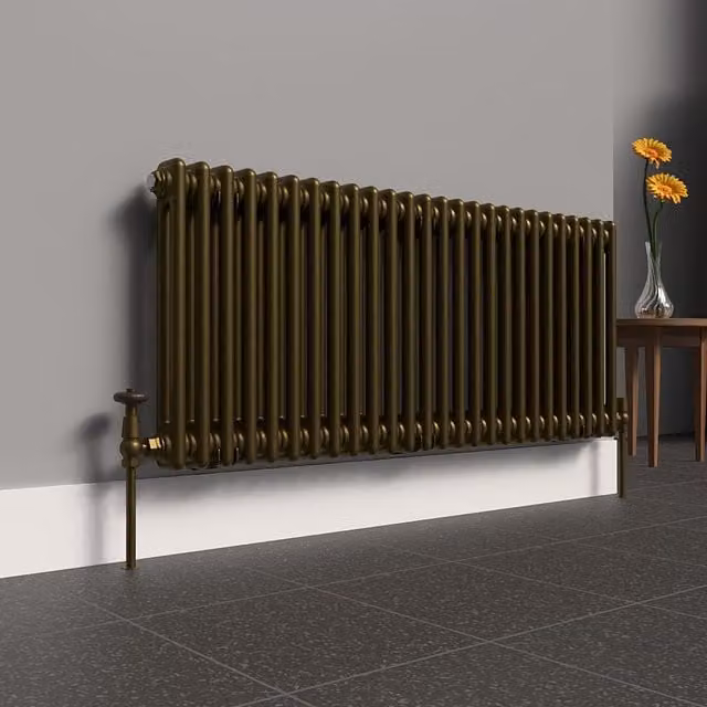 Lux Heat Horizontal 2-Column Steel Radiator in Gold, Brown or Bronze, W: 119.0 cm, H: 50.0 cm, D: 50.0 cm
