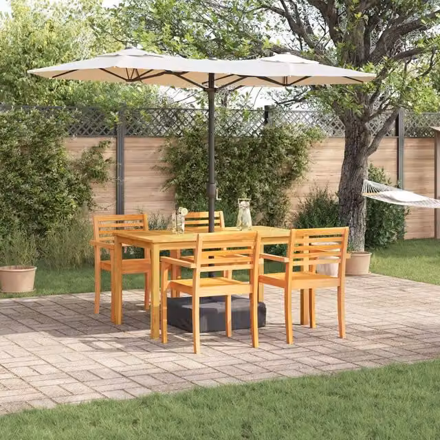Berkfield Home 5-Piece Garden Dining Set in Brown Solid Acacia Wood