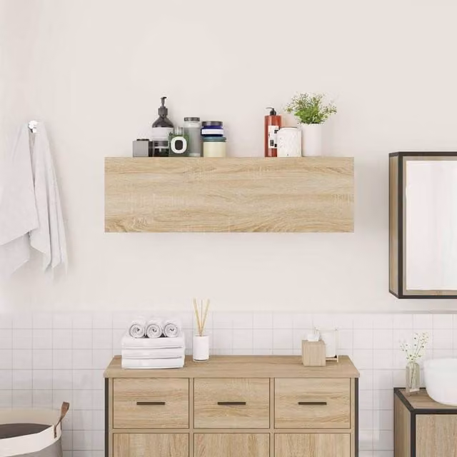 Berkfield Home Decorative Bathroom Wall Cabinet in Sonoma Oak, Light Brown, W/D/H: 100 x 25 x 30 cm – 1
