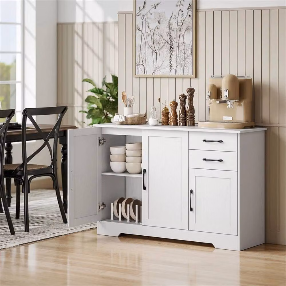 SPETLEK Modern White Sideboard with Soft-Close Doors and Metal Accents – 3