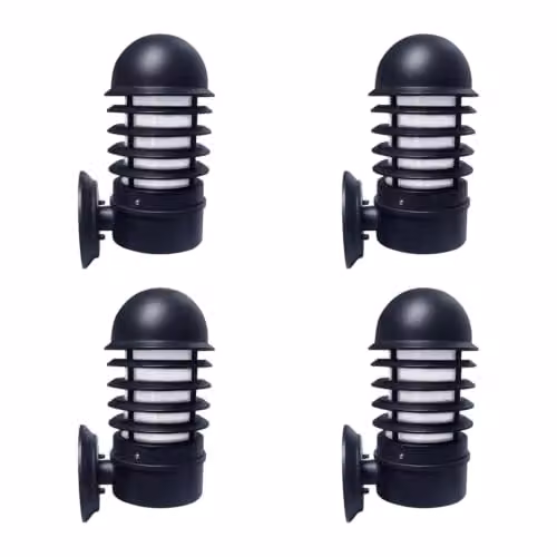 First Choice Lighting Mason Set of 4 Black Louvred Outdoor Wall Lights – 5