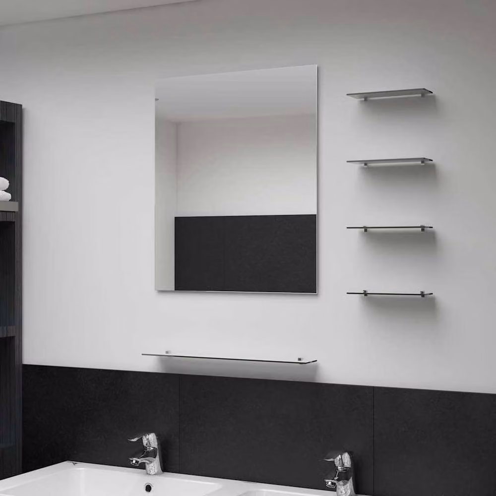 Berkfield Home Modern Rectangular Wall Mirror with 5 Shelves, Silver, W: 50 cm, H: 60 cm – 2