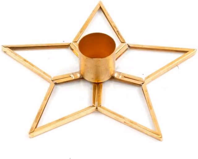 KDMK Modern Star Taper Candle Holder in Gold Metal and Glass for Tabletop Decor