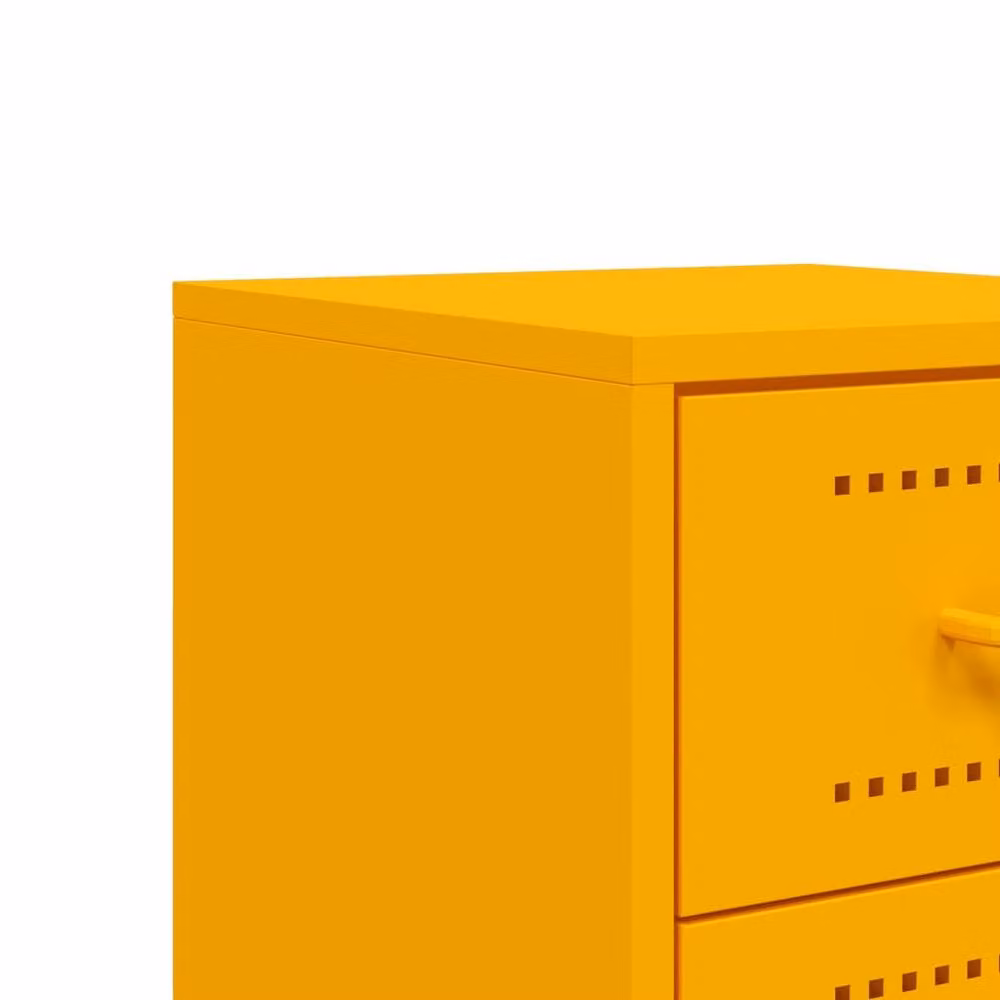 Berkfield Home Set of 2 Mustard Yellow Metal Bedside Cabinets, W/D/H: 36 x 39 x 60.5 cm – 2