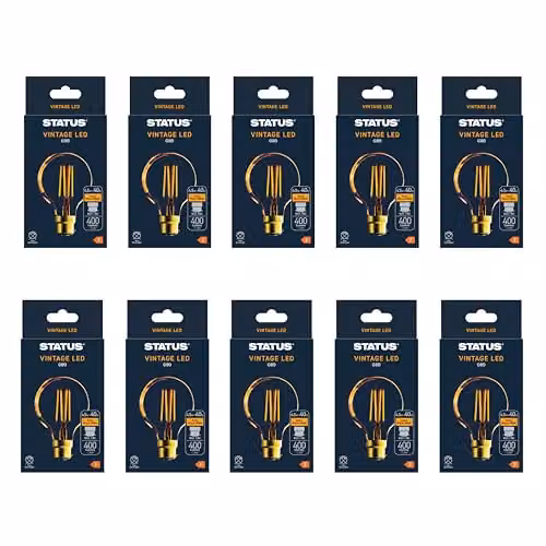 Status Crystalite Antique LED G80 Globe BC Gold Light Bulb, 4W – 1