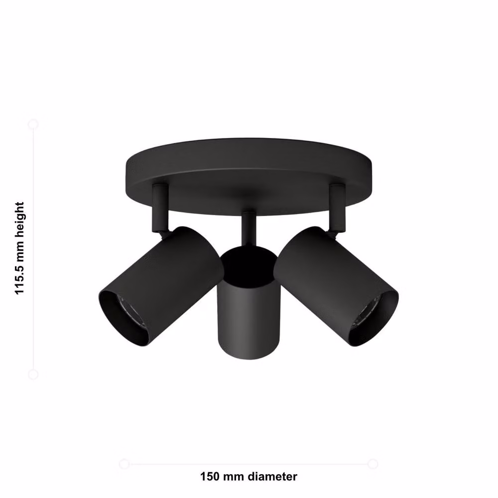 First Choice Lighting Eden Black Round Adjustable 3 Light Bathroom Spotlight – 5