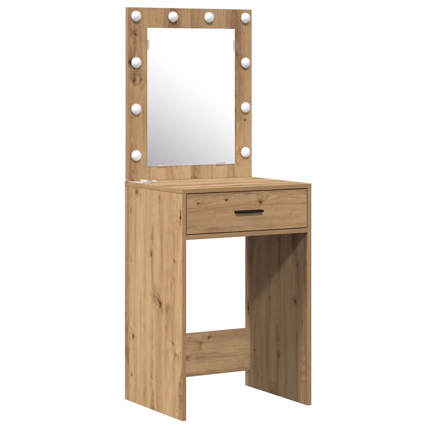 Berkfield Home 2-Piece Hollywood LED Dressing Table Set in Artisan Oak Brown – 2