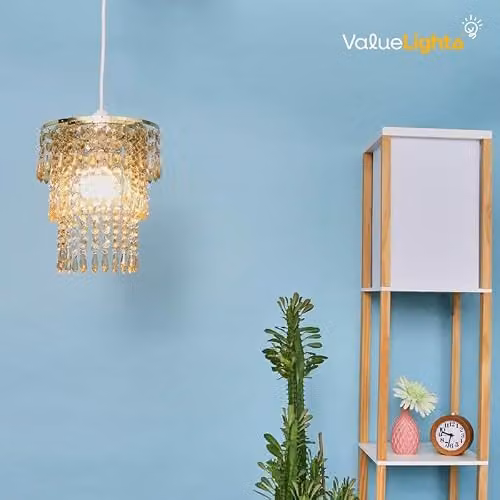 MiniSun Modern Chrome Chandelier with Transparent Acrylic Jewel Droplets, Shade Width: 20 cm – 2