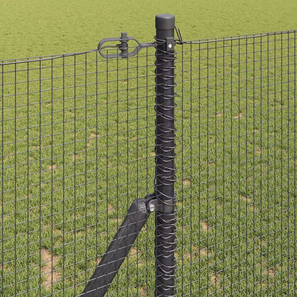 Berkfield Home Modern Welded Wire Fence with 13 Posts, Grey Steel, W: 25 m, H: 1.4 m – 3
