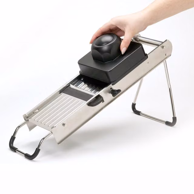 MasterClass Stainless Steel Rectangular Mandoline Set with Multiple Blades, Silver