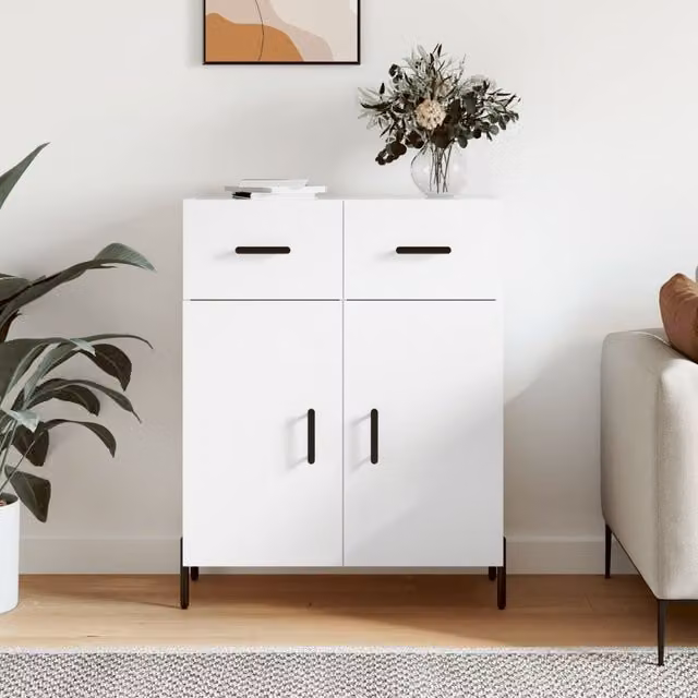 Berkfield Home Modern White Sideboard, W/D/H: 69.5 x 34 x 90 cm
