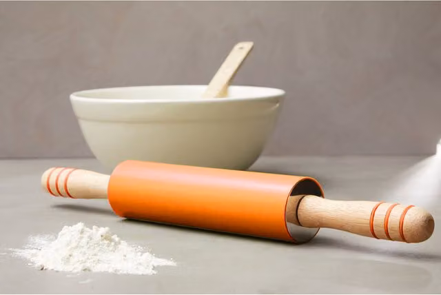 Orsina Orange Silicone and Wood Round Rolling Pin