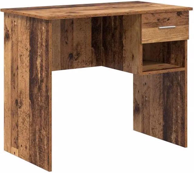 Berkfield Home Writing Desk with Storage in Old Wood Brown, W: 90 cm, D: 49.5 cm, H: 75 cm