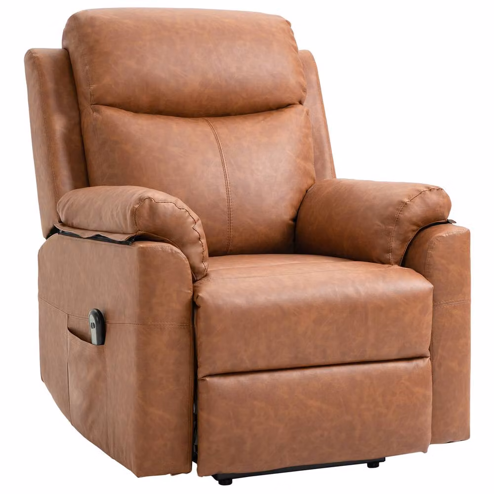 STILVORA Electric Riser Recliner Chair with Footrest in Brown Synthetic Leather – 3