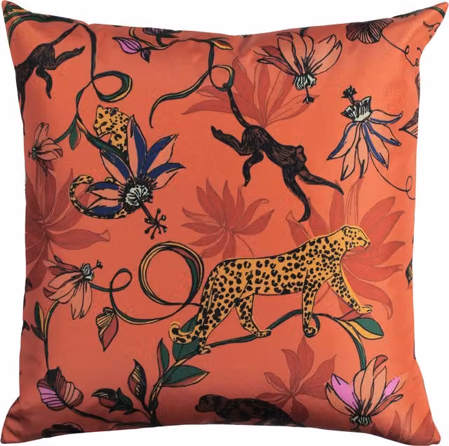Make it a Home Botanical Wildlife Orange Outdoor Square Cushion