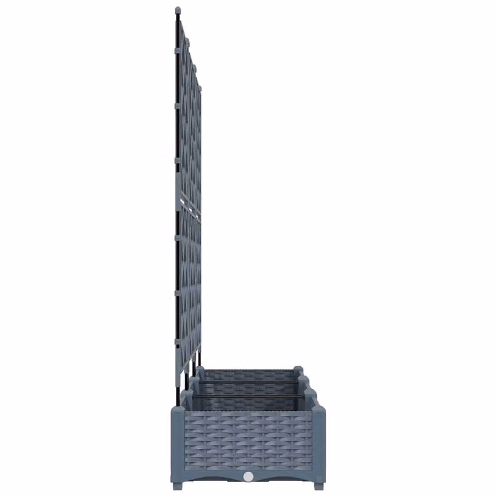 Berkfield Home Garden Planter with Trellis, 3 Piece Set, Grey, W: 120 cm, D: 40 cm, H: 125.5 cm – 4