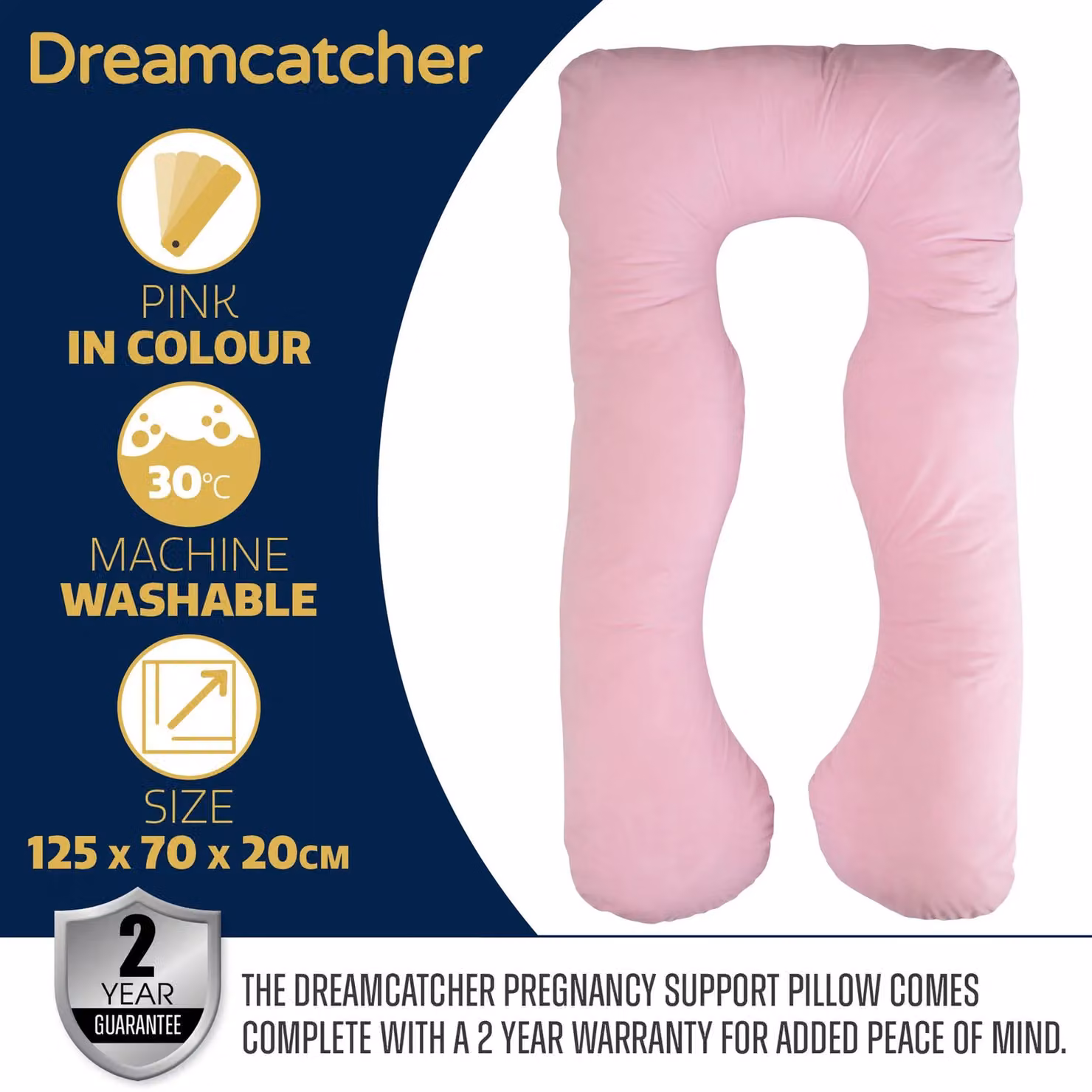 Dreamcatcher U-Shaped Maternity Support Pregnancy Pillow in Blue and Pink Micro Fleece – 6