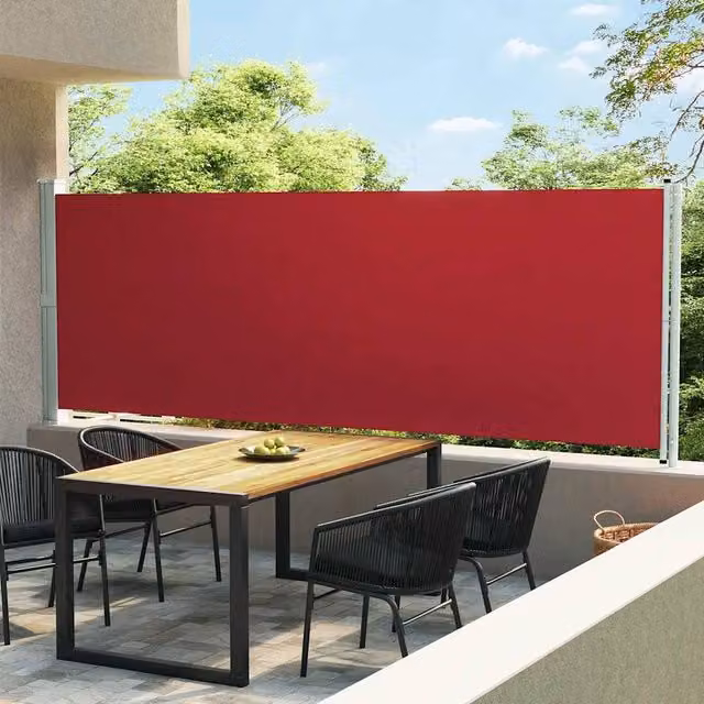 Berkfield Home Red Retractable Side Awning with Steel Frame and Polyester Fabric, W/H: 160 x 160 cm