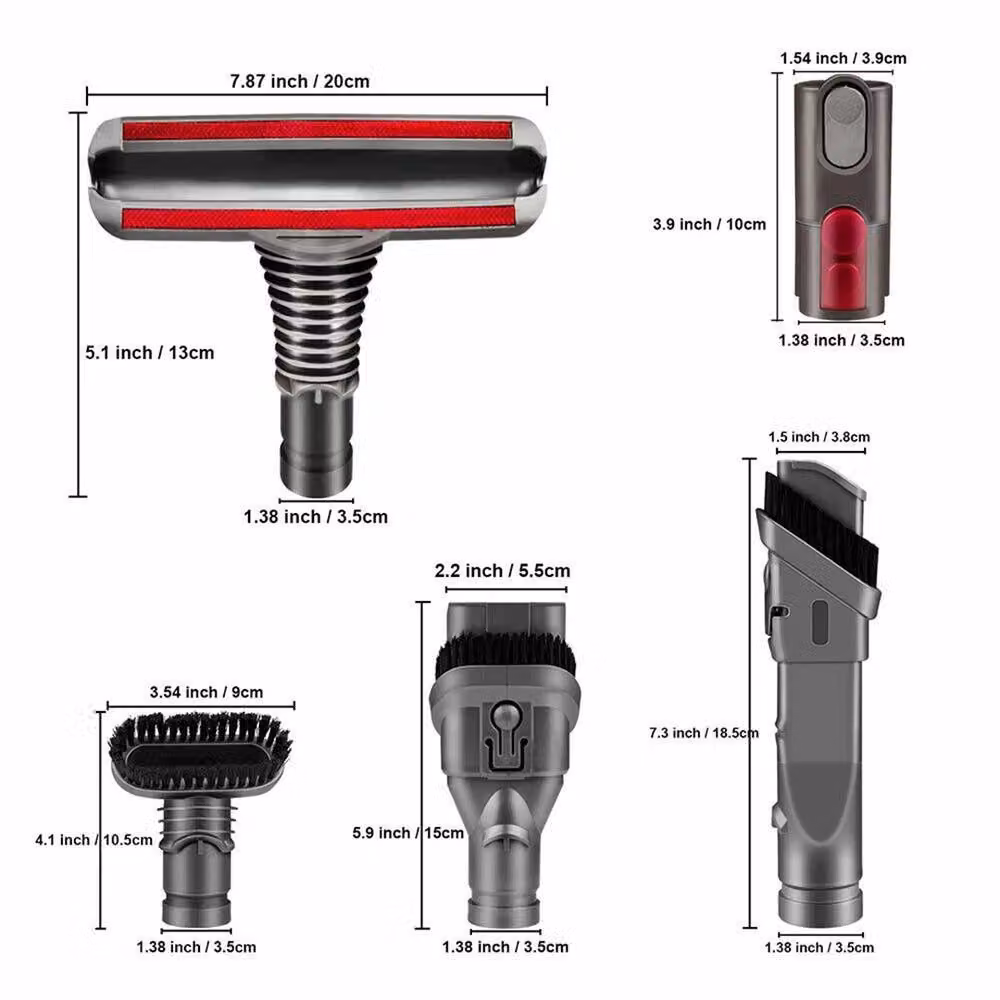Nordara 5-Piece Vacuum Cleaner Brush Kit for Dyson V6, V7, V8, V10, V11 and DC Series in Grey