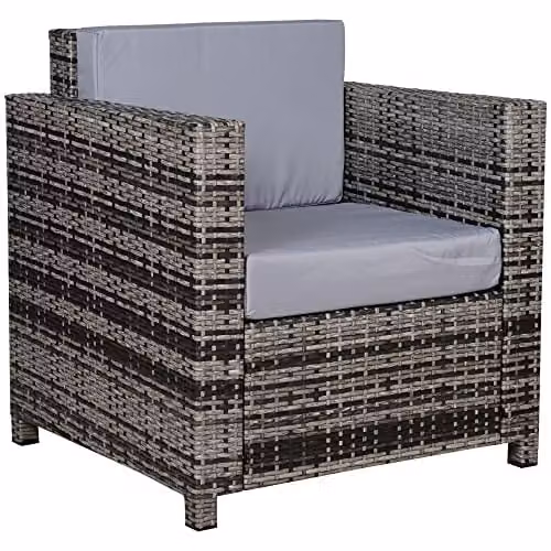 Outsunny Modern Grey Rattan Garden Single Sofa Armchair – 2