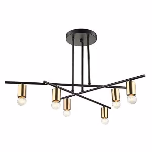 Netlighting Industrial and Retro Flush Ceiling Light in Bronze and Black with 6 x E27 Sockets