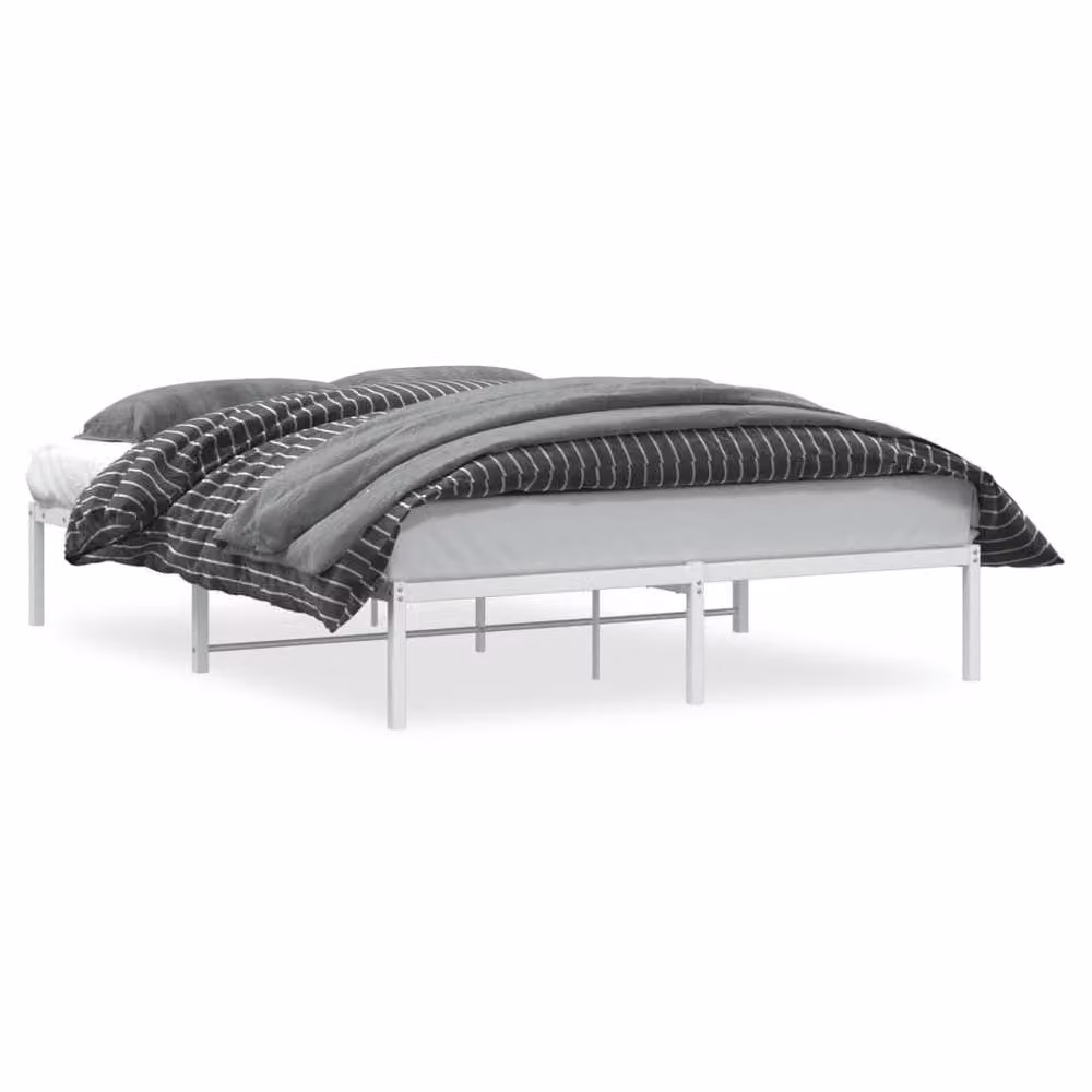 Berkfield Home Metal Bed Frame in White, W/D/H: 150 x 200 cm – 2