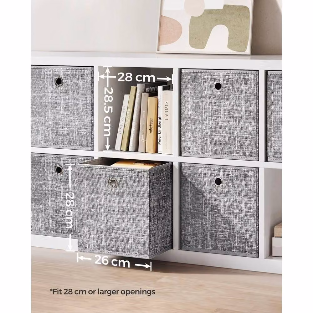 KORVIXA Set of 6 Foldable Non-Woven Fabric Storage Boxes in Grey, W/D/H: 50 x 50 x 50 cm – 2