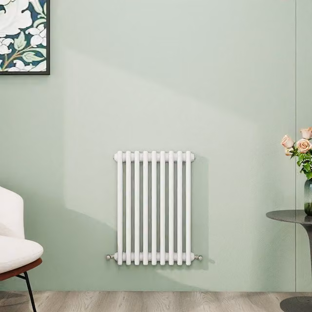 AicaBathroom Horizontal Traditional Cast Iron Style 3 Column Radiator in White, H: 42.5 cm, W: 60 cm