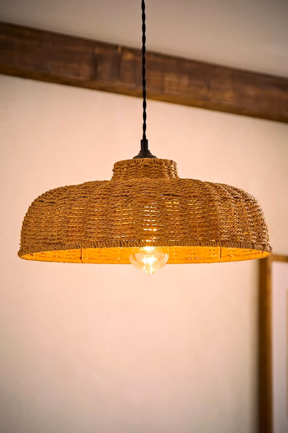 ValueLights Neveah Brown Natural Rattan Dome Pendant Light Shade, Diameter: 40 cm – 2