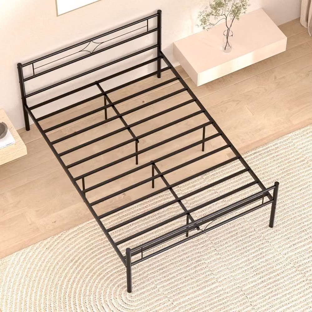 KORVIXA Heavy Duty Metal Double Bed Frame, Black, W/D/H: 135 x 190 cm – 2