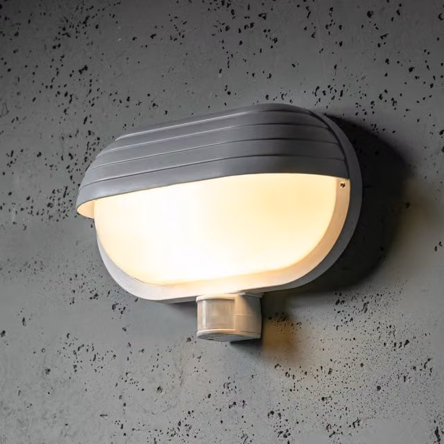 CGC Lighting Vespa White Oval Eyelid Bulkhead Wall Light with Motion Sensor