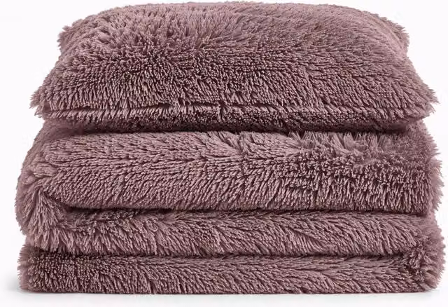 Velosso Alaska Shaggy Faux Fur Duvet Cover and Pillowcase Set, Pink, Single, W: 90 cm, H: 200 cm
