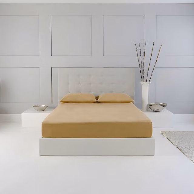 Snug City Home Sweet Home UK King Size Polycotton Plain Dyed Extra Deep Fitted Sheet in Mink, W/D/H: 180 x 200 x 25 cm