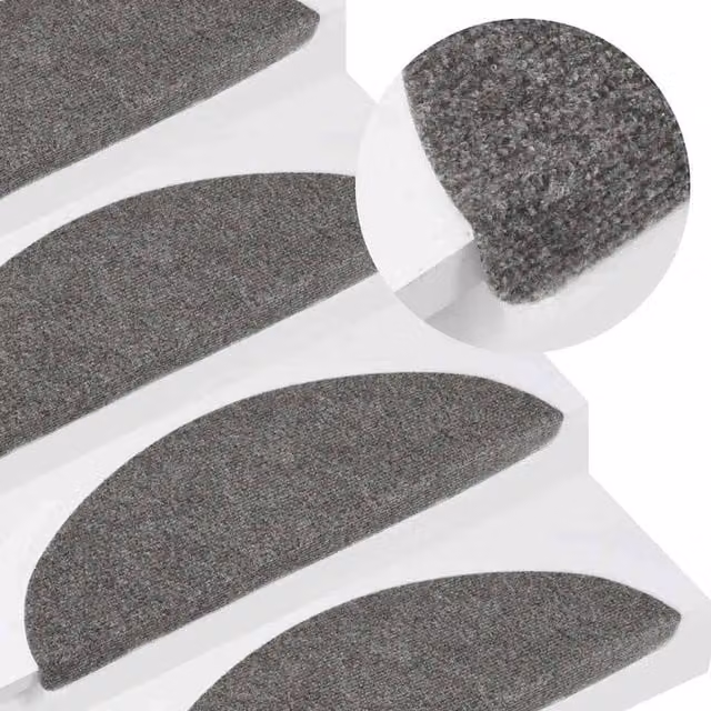 Berkfield Home Self-adhesive Non-slip Stair Mats, 15 Pieces, Grey, W/D/H: 56 x 17 x 3 cm