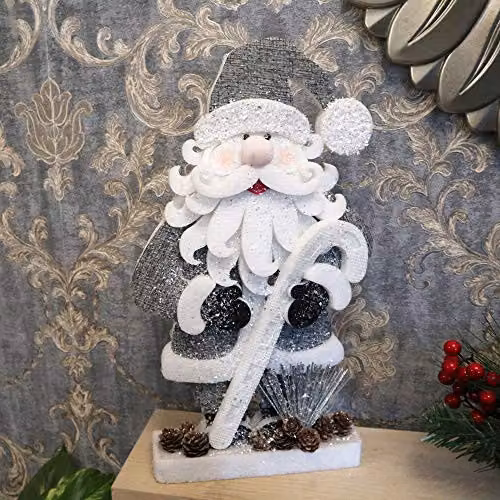 Shatchi Silver Glitter Foam Santa Christmas Tabletop Figure, Height: 42 cm – 2