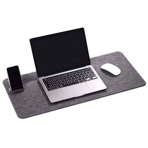 Durable Effect Soft Felt Desk Mat in Grey, W: 70 cm, D: 33 cm