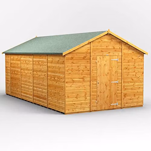 Powersheds Premium Apex Wooden Garden Shed in Natural Brown, Windowless with Security Lock and Floor
