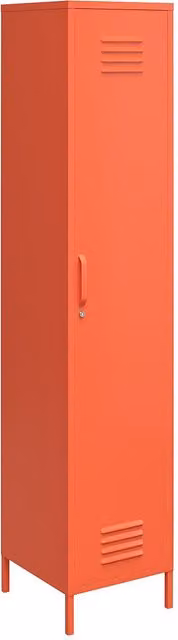 Novogratz Retro Single Metal Storage Locker with Hinged Doors, Orange