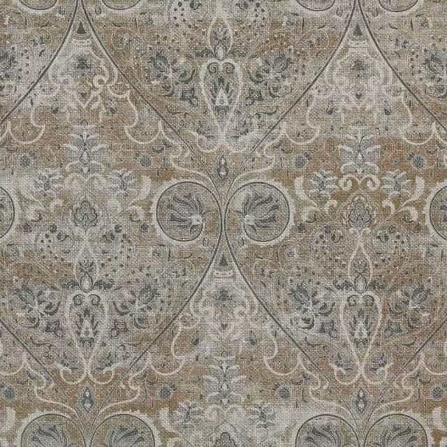 Linda Barker Home Jaipur Printed Mushroom Cotton Fabric in Beige, Brown and Multicolour