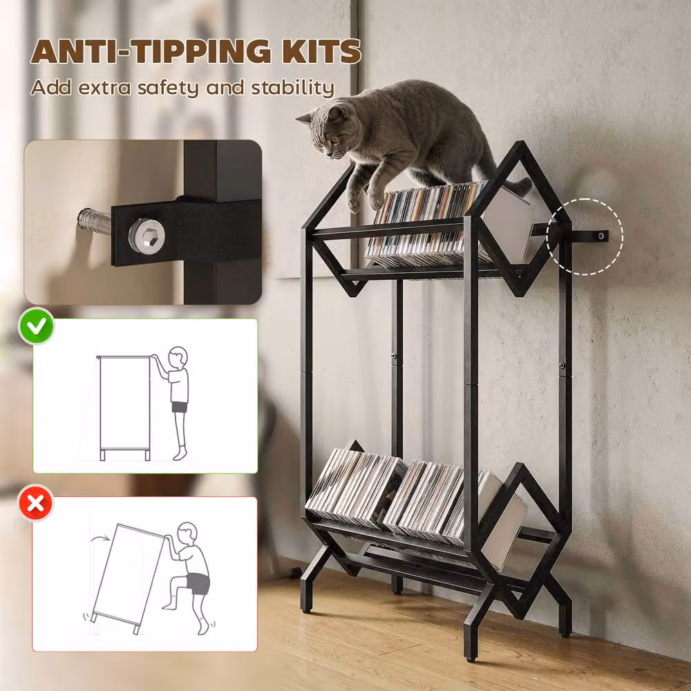 STILVORA Black Metal CD Storage Rack – 6