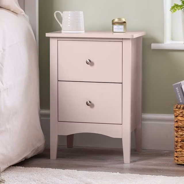 Christow 2 Drawer Bedside Cabinet Table in Pink
