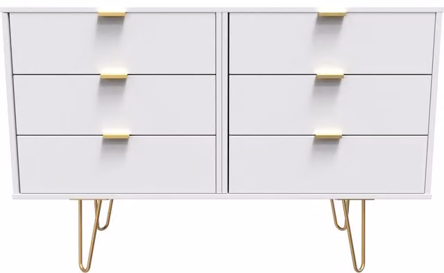 Ready Assembled 2 U Fuji 6 Drawer Wide Chest in White
