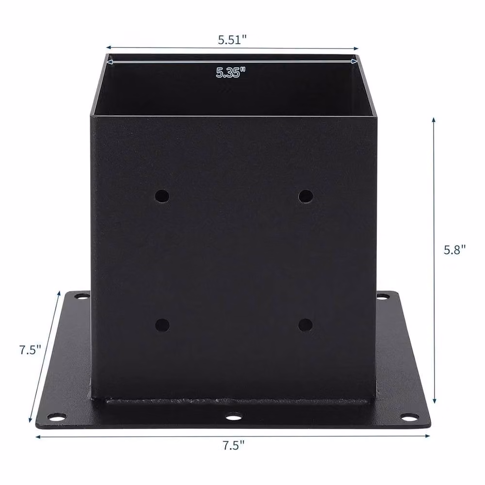 VOGREX 4-Piece Black Steel Metal Post Base Brackets for Wood Fence Post Anchoring – 2