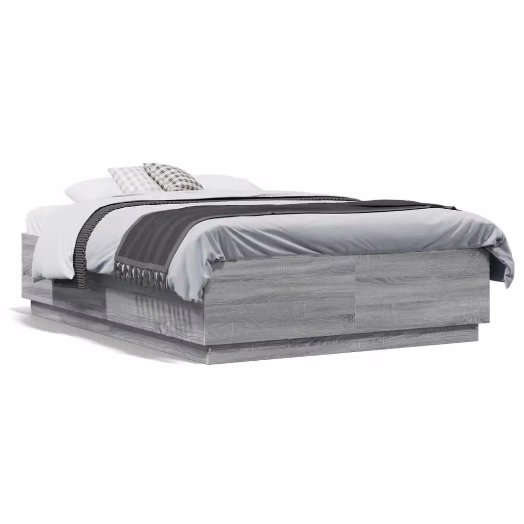 Berkfield Home Sonoma Small Double Bed Frame in Grey, W/D/H: 120 x 190 cm – 2