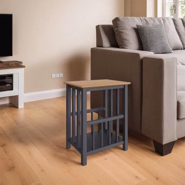 FWStyle Solid Painted Oak Magazine Table in Graphite Blue