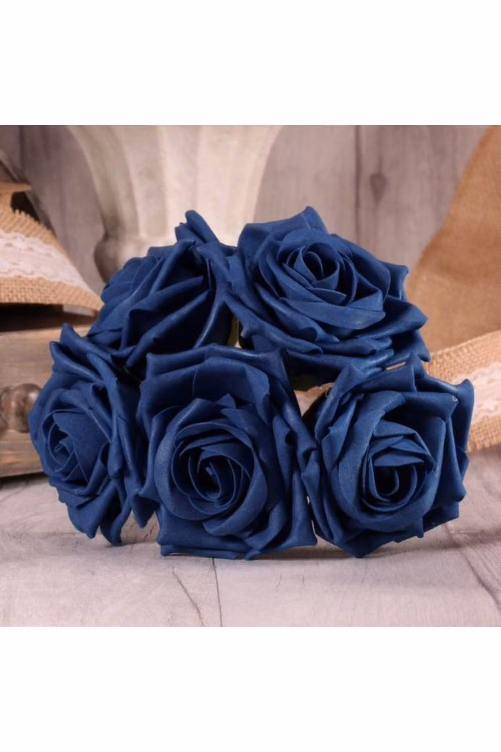 KDMD Pack of 2 Navy Blue Foam Open Tea Roses for Weddings – 2
